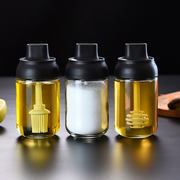 玻璃调味瓶套装厨房盐罐调料，罐密封调味料，瓶调料盒勺盖一体调味罐