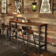 靠墙吧台桌商用奶茶店咖啡厅酒吧台桌家用长条阳台实木桌椅高吧台