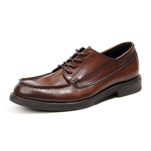英伦皮鞋马克线手工擦色做旧复古男鞋头，层牛皮内缝线工艺1107-5
