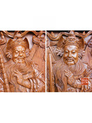 中式东阳木雕手工红木雕刻玄关镇宅保平安门神人物深浮雕挂件装饰