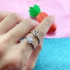 s925纯银莫桑石戒托未镶嵌钻石，戒指空托圈口可调节简约款六爪戒托