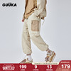 户外系列guuka浅卡其，直筒伐木裤男机能，风裤脚抽绳工装裤宽松