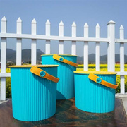 号大条纹收纳桶塑料桶带盖可坐洗澡凳幼儿园储物箱手提水桶钓鱼桶