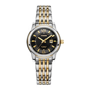 表盘手表女士金色钢带精钢瑞士夜光，日历时尚机械皮带国产腕表