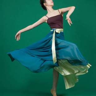 只此青绿中国舞青绿腰一片式渐变两穿剧目表演服舞蹈服长裙半身裙