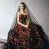 单层写真摄影造型黑色红色头纱3米5米个性婚纱礼服遮面软拍照