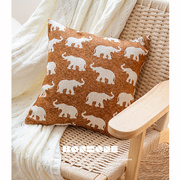 意式轻奢色织提花抱枕套大象抽象靠垫沙发客厅床头靠枕酒店民宿