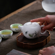 茶壶陶瓷手抓壶禅意中式家用泡茶器功夫茶具大号茶壶亚光白瓷单壶