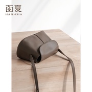 hanhsia函夏手工牛皮小挎包软，原创设计女包，单肩斜挎静奢风小方包