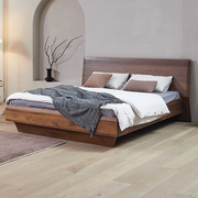 北美黑胡桃木床意式轻奢加厚实木床北欧大床主卧床别墅床卧室家具