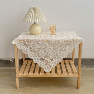 法式白色蕾丝桌布氛围，感正方形复古茶几布床头柜，沙发冰箱防尘盖布