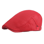 夏季红色贝雷帽男女，薄款镂空网眼透气休闲鸭舌帽防晒前进帽潮