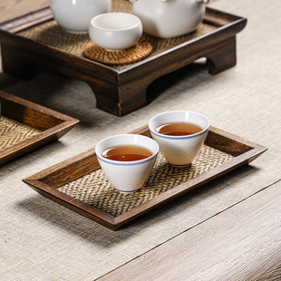 异丽木质干泡台小茶盘家用中式茶杯茶托盘茶室茶具茶台实木托盘