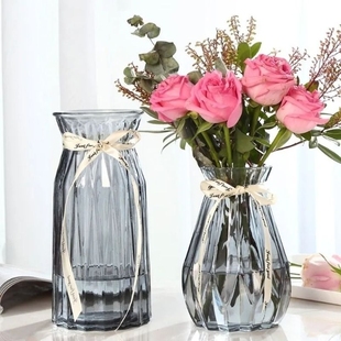 三件套创意简约欧式玻璃花瓶摆件客厅插花水培鲜花干花透明装