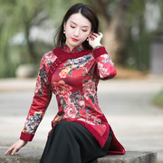 红色唐装女中国风冬装加厚短棉袄拜年旗袍小袄复古上衣民族风女装