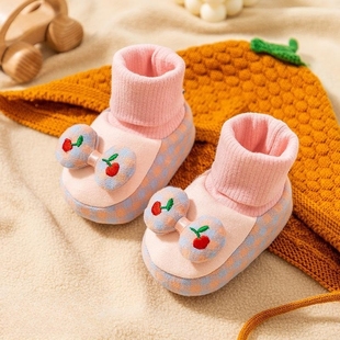 秋季婴儿棉鞋软底防滑3-6-12个月男女宝宝布底不掉9学步棉鞋