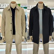 OA2024年春季OLZEN韩版男士米色外套基础款商务休闲风衣3色