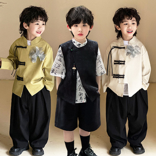 新中式童装国潮男童唐装，外套春秋季儿童汉服，中国风帅气套装