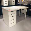 宜家利蒙阿来斯电脑办公桌带抽屉柜组合欧式简约书桌白色