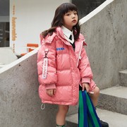 波拉韩国童装潮牌儿童羽绒服百搭冬中长款90白鸭绒男女童外套洋气