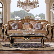 凤凰美居欧式奢华公爵沙发茶几套组品质仿古彩绘实木法式家具装饰