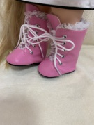 蕾丝花边高筒靴粉色靴子适合16寸迪士尼沙龙长发公主娃娃 鞋子