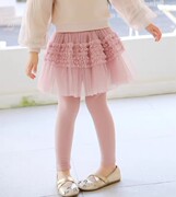2023韩版女童网纱裙裤冬季加绒加厚百搭儿童假两件打底裤长裤
