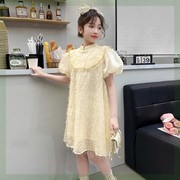 女童短袖旗袍裙夏装，2024儿童夏季新中式汉服中大童女装连衣裙