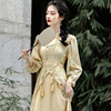 新中式国风改良旗袍连衣裙，女秋季高级感气质复古假两件拼接长裙潮