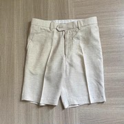 夏季大码意式英伦男士亚麻料修身直筒五分西装裤 休闲短裤沙滩裤