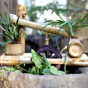 假山鱼缸庭院盆阳台小水车风水轮竹子排摆件循环流水喷泉造景