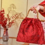复古新中式红色新娘包藤编竹节手提包配古装秀禾服旗袍包包结婚包