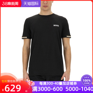 Hugo Boss男装时尚个性男带有标志的T恤上衣短袖黑色50506348