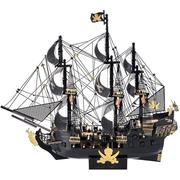 拼酷金属拼图黑珍珠海盗船模型，拼装3d立体手工diy成年减压玩具