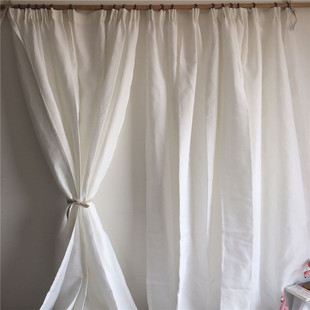 外贸窗帘成品麻布白色窗帘，纯色客厅卧室，简约现代可定制
