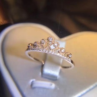 18k玫瑰金钻石(金钻石，)戒指小清新为爱加冕露珠，边甜美女士戒指