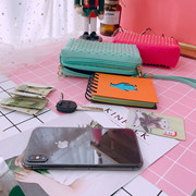 韩版小熊pu零钱包女士铆钉小手拿包多功能便携手包手提手机包卡包