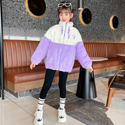 冬季女贴标潮韩版洋气中大童童毛毛衣(毛毛衣，)外套秋冬装卡通2022加厚