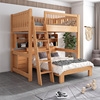 榉木高架床全实木交错型式子母床儿童上下床铺双层高低床上床下桌