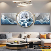 现代轻奢客厅装饰画寓意好沙发背景墙挂画高端大气壁画三联画