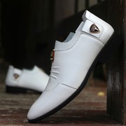 白色皮鞋男韩版潮流商务正装男鞋子英伦尖头，男士休闲鞋婚礼潮鞋子