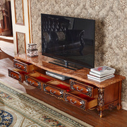 欧式电视柜实木电视机柜客厅柜子2.4米大理石电视柜茶几组合墙柜