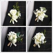 韩式西式结婚新娘新郎胸花婚礼手腕，花白色森系伴娘姐妹团襟花西装
