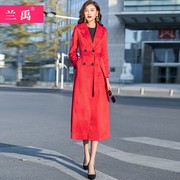 红色风衣女中长款2023秋装韩版气质休闲宽松时尚显瘦过膝外套