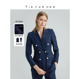 TieForHer BC系列（限定） 高圆圆同款藏青色西装外套女西裤套装