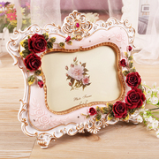 欧式创意6寸7寸婚纱相框田园相框摆台玫瑰创意相架摆婚礼摆件
