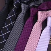 男士桑蚕丝领带男潮流商务高档手打款真丝紫色窄版韩式5cm英伦风
