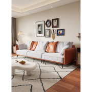 直排布艺沙发客厅极简慵懒风大小户型，羽绒北欧简约奶油风格可拆洗