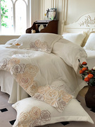 yilaisha亦莱莎家纺加厚双面珊瑚，绒被套玫瑰感美式床单式四件套