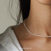 天然小米粒珍珠项链女锁骨，短复古法式小众设计choker颈链